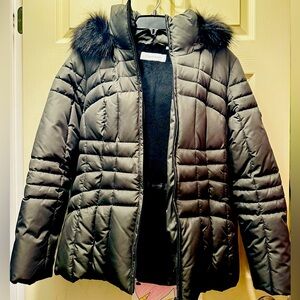 Calvin Klein with Faux Fur Hoodie Women Jacket